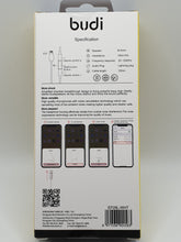 Load image into Gallery viewer, Budi Lightening Connector Earphones 1.2M With Remote Volume Controls & Mic For iPhones