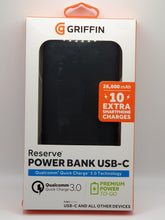 Load image into Gallery viewer, Griffin Reserve Powerbank Qualcomm Quick Charge 3.0 Technology USB-C Premium Power To GO Upto 10X Charges For Smartphones Tablets Macs