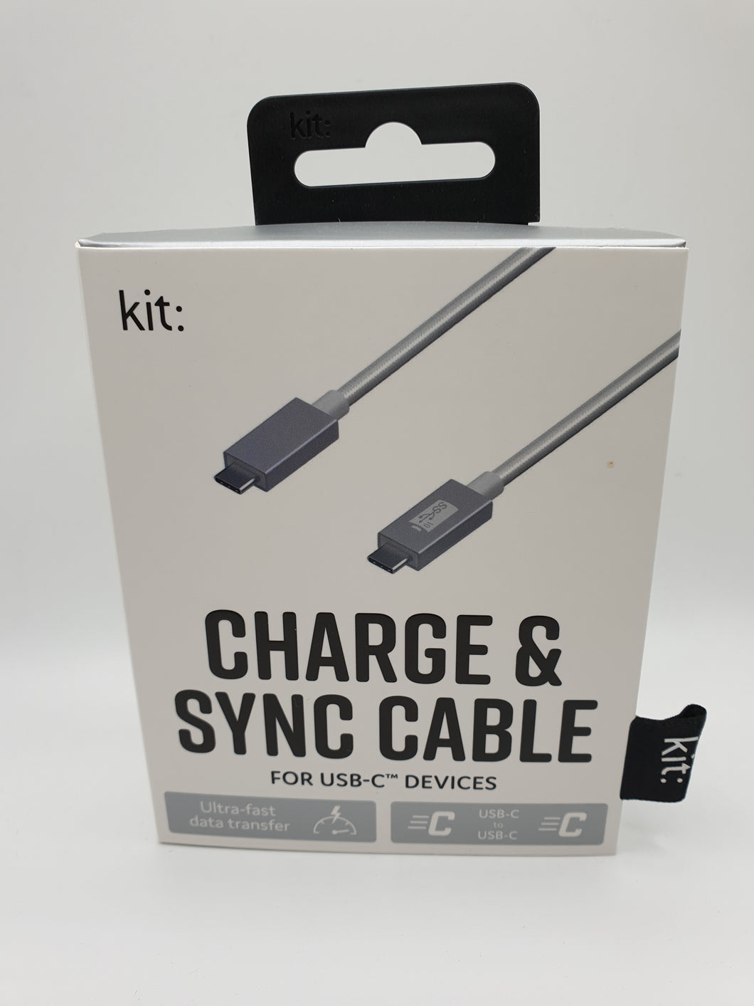 Kit USB-C To USB-C Cable Sync & Charge Ultra Fast Data Transfer Braided Durable 1 Metre Fast Charging