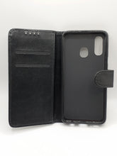 Load image into Gallery viewer, Samsung A40 Wallet Card Insert Case Faux Leather Black Full Protection
