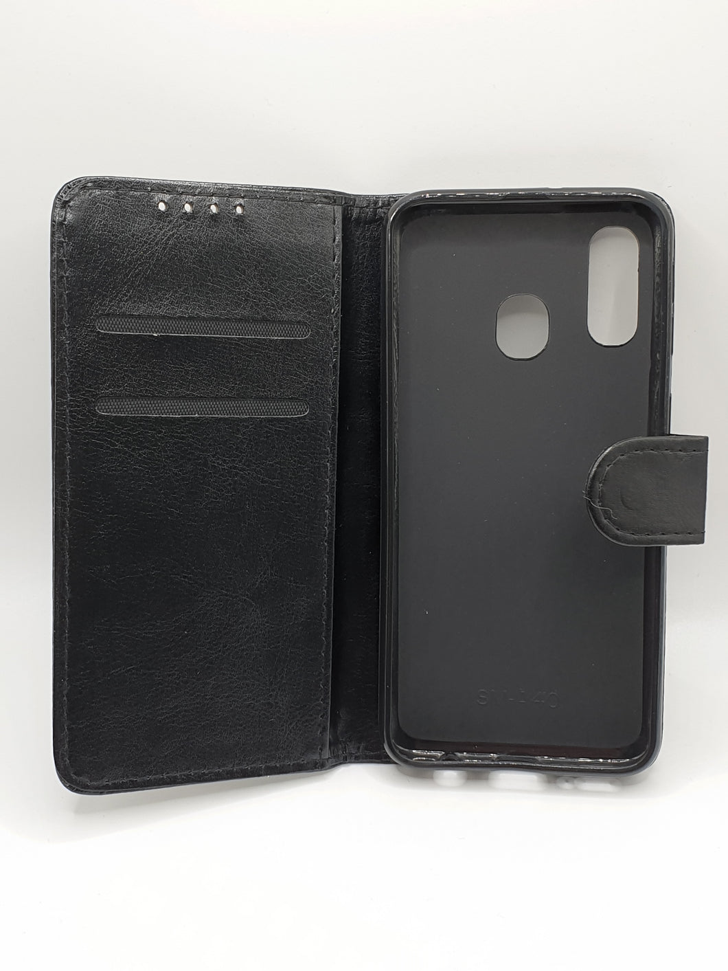 Samsung A40 Wallet Card Insert Case Faux Leather Black Full Protection