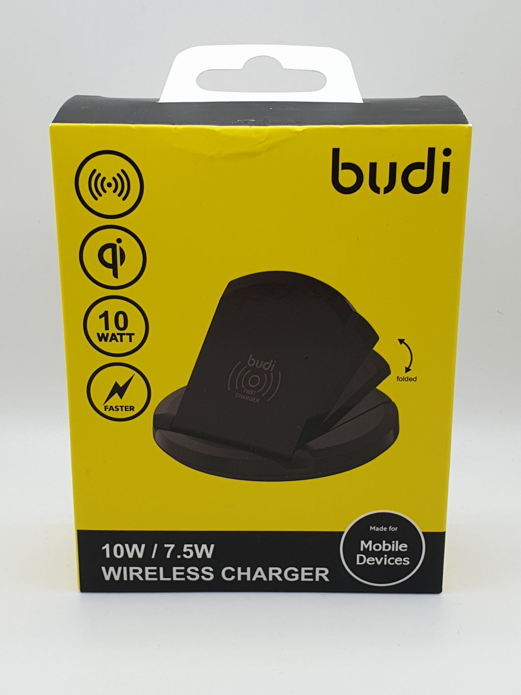 Budi Fast Wireless Charger Qi Devices Smartphones Android iOS Stand Folds Up