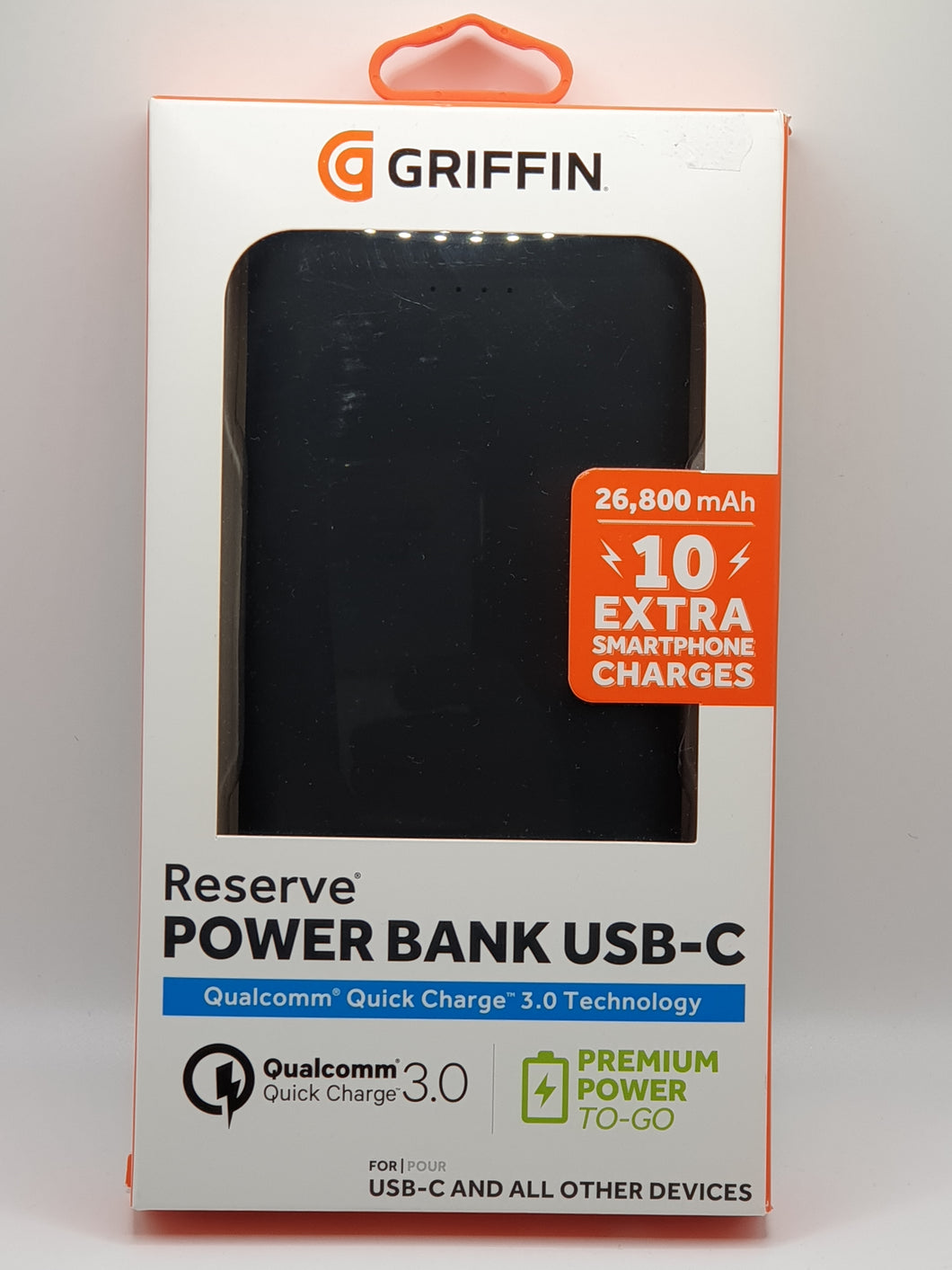 Griffin Reserve Powerbank Qualcomm Quick Charge 3.0 Technology USB-C Premium Power To GO Upto 10X Charges For Smartphones Tablets Macs