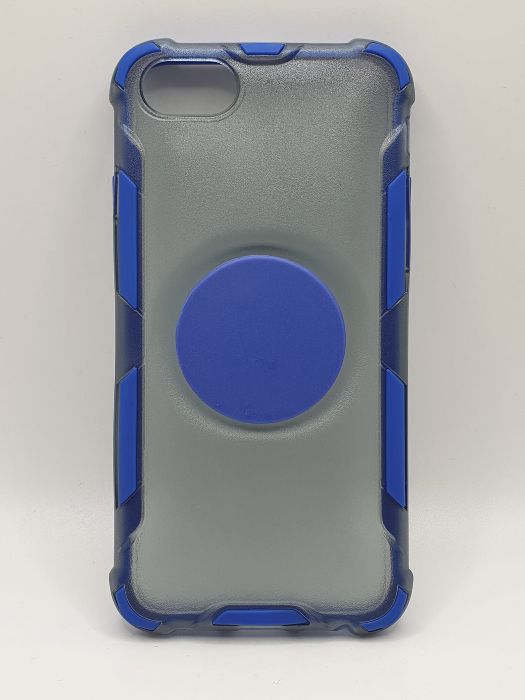 iPhone 6/6S Blue Transparant Bumper Case Cover With Pop Out Stand Finger Ring