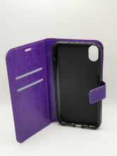 Load image into Gallery viewer, iPhone XR Wallet Card insert Case in Purple Cover Leather Style Full Protection Stylish Design Stand Up
