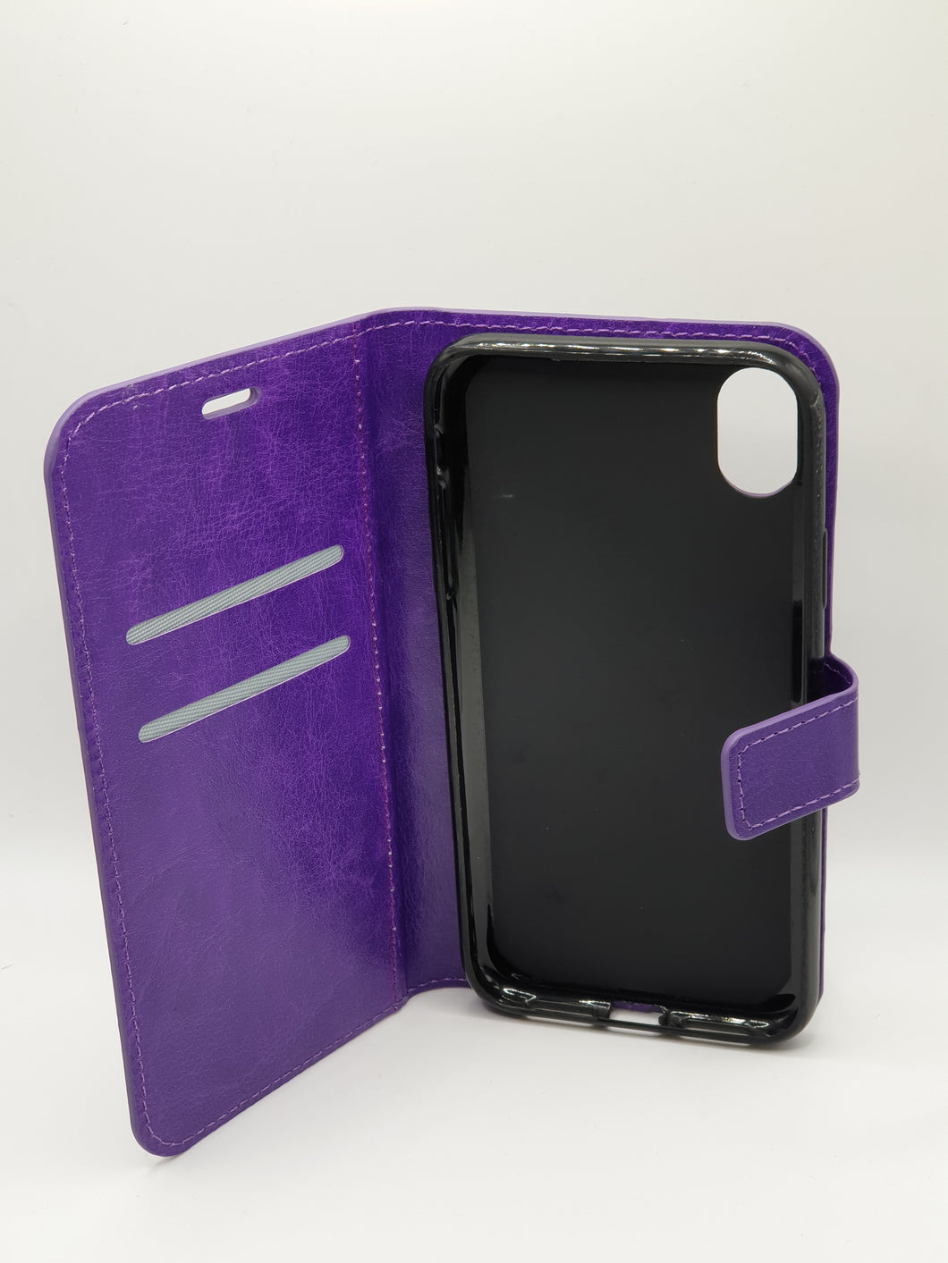 iPhone XR Wallet Card insert Case in Purple Cover Leather Style Full Protection Stylish Design Stand Up