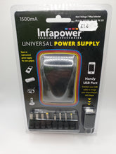 Load image into Gallery viewer, Infapower Universal Power Supply Multi Voltage 7 Way Selector 1500Mah For Radio MP3 Phones Gadgets USB Port

