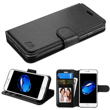 Load image into Gallery viewer, iPhone 7/8 Black Wallet Case Card Insert Stand Cover
