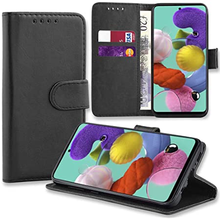 Samsung A51 Wallet Card Insert Case Faux Leather Black