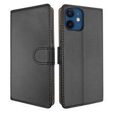 Load image into Gallery viewer, IPhone 12 Wallet Card insert Case in Black Cover Leather Style Stand Up
