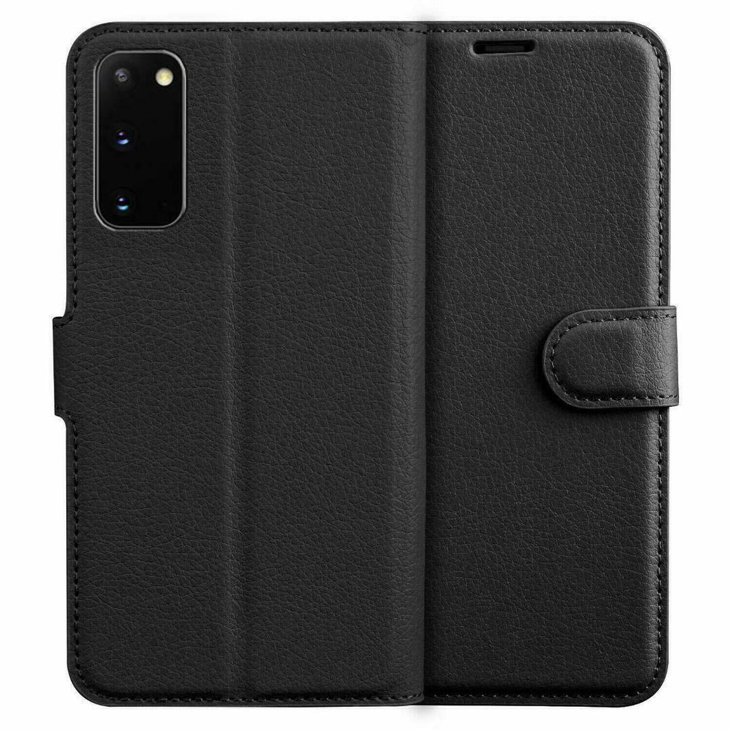 Samsung A12 Wallet Card Insert Case Faux Leather Black Full Protection